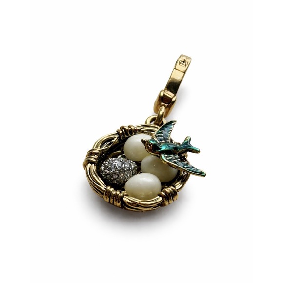 Juicy Couture Jewelry - Juicy Couture Bird Nest Charm Gold Tone Eggs Swallow Rhinestone Dangle